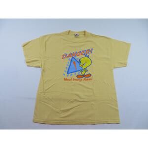 Tweety Bird Mood Swings Ahead T-Shirt Looney Tunes Yellow Sz XL 1990s